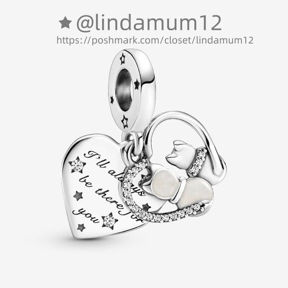 Pandora Cats & Hearts Dangle Charm - Picture 2 of 6